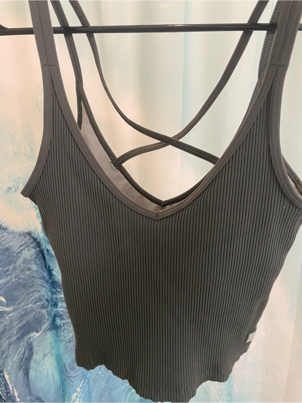 Vuori Black Ribbed Strappy Tank